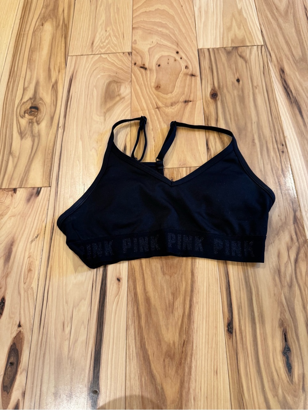 PINK Victoria's Secret Black Seamless Racerback Bralette - Picture 1 of 2